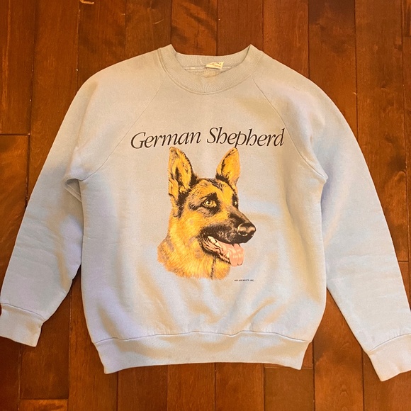 80s dog sweatshirt baby blue vintage 90s Usa made - Picture 1 of 4